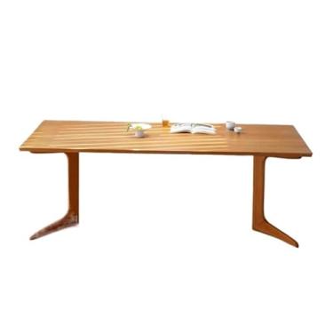 Imagem de Mesa de jantar simples e moderna para estudo de cinzas, casa de fazenda, mesa de jantar de madeira maciça, mesa de PC retangular simples para escrita