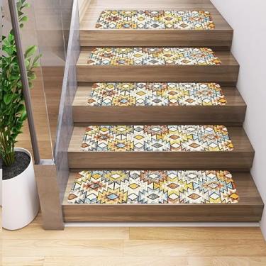 Imagem de Tapetes de escada para degraus de madeira para ambientes internos extra antiderrapantes reutilizáveis para escadas de borracha macia tapetes de segurança para animais de estimação e idosos