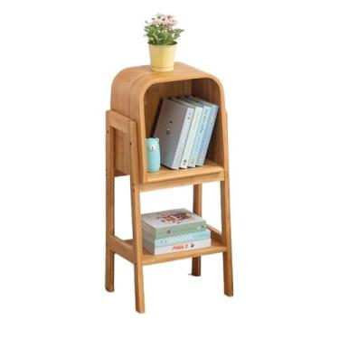 Imagem de Estante de armazenamento de livros de madeira maciça armário lateral para TV, estante simples moderna, prateleira de sala de estar, armário de armazenamento de chão prateleira de livros (80 cm)