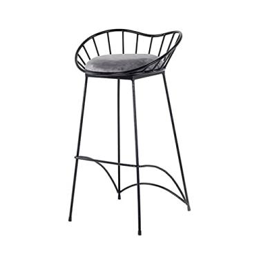 Imagem de Cadeira de bar de ferro personalizada multiuso 75 cm/29,52 polegadas para recepção, restaurante, bar, banco, simples, moderno, (preto)