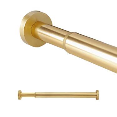 Imagem de Haste de cortina de chuveiro extensível de 106 a 196 cm, antiderrapante, haste de cortina de tensão, sem perfuração, aço inoxidável 304, nunca desaba, para banheiro, cozinha, varões de cortina de