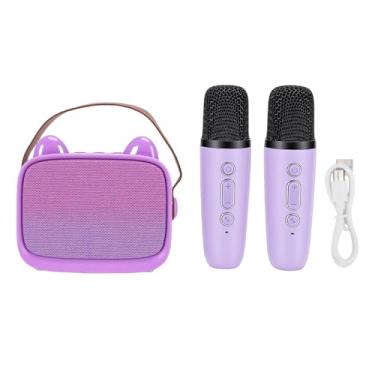 Imagem de Naroote Mini Brinquedo de Máquina de karaokê Infantil, Microfone de karaokê Com Microfones Sem Fio Duplos, Alto-falante Portátil para Jogos de Festa Em Viagens Ao Ar Livre Em Casa, (PURPLE)