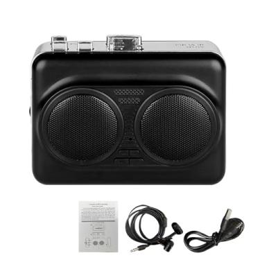 Imagem de Zopsc Leitor de Cassetes Portátil Estéreo de Canal Duplo Com Fita de Unidade USB para Conversor de MP3 e Alto-falante Embutido, Proporcionando Uma Experiência Estéreo (BLACK)