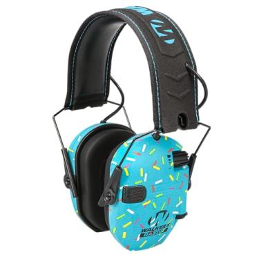 Imagem de Walker's Protetor de ouvido eletrônico Razor Slim ultra baixo perfil compacto, alcance ajustável, tiro, caça, proteção auditiva, granulado azul