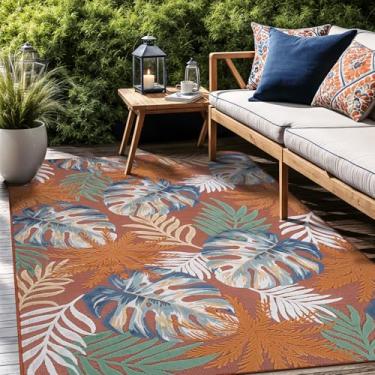 Imagem de Luul Home Tapetes florais para ambientes internos e externos, 12 x 17 cm, tapete de área grande para sala de estar, decoração de pátio, cozinha e tapete de entrada, tapete externo lavável resistente a