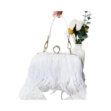 Imagem de Bolsa De Mão De Luxo Com Plumas De Avestruz Para Festas E Casamentos C