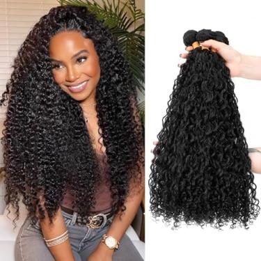 Imagem de Ms Taj Feixes de cabelo sintético de proteína encaracolado birmanês de 61 cm com toque humano macio e leve, sem emaranhados, para tecelagem rápida e rabo de cavalo, mechas encaracoladas birmanesas