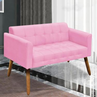 Imagem de Conjunto 2 Poltronas e 1 Namoradeira Pés Palito Karen Suede Rosa - Gran Belo