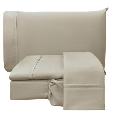 Imagem de Jogo de Cama Lençol Casal Conforto Percal 300 Fios 4 Peças - Bege