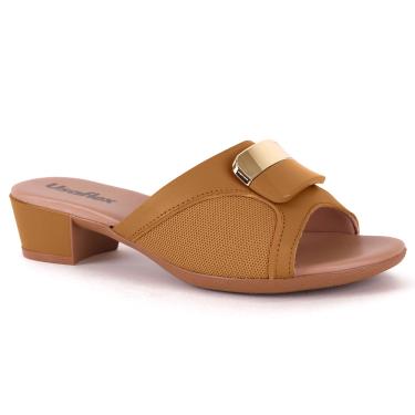 Imagem de Tamanco Feminino Salto Bloco Fivela Tan Usaflex MM0802