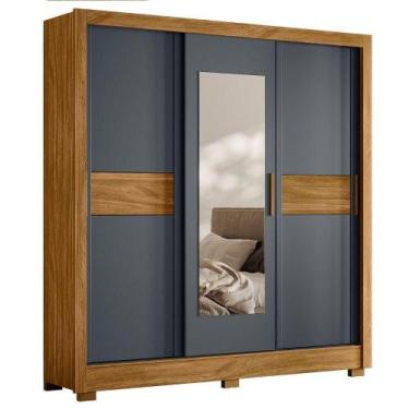 Imagem de Guarda Roupa Casal 3P Espelho 202 cm Bahamas Moval, Freijo Cinza