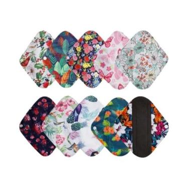 Imagem de Absorventes De Pano Reutilizáveis De Fibra De Bambu Impermeáveis 10un.