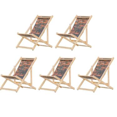 Imagem de Kit 5 Cadeira Madeira Espreguiçadeira Dobrável Sb-tijolo