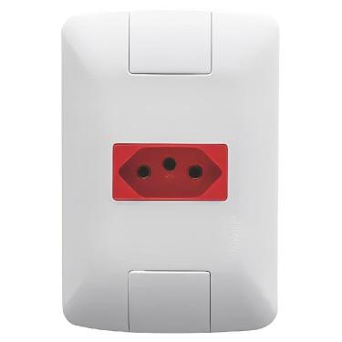 Imagem de Conjunto 4x2 com 1 Tomada 2p+t 20 Amperes 250 Volts Branco E Vermelho Aria 57241015 Tramontina C