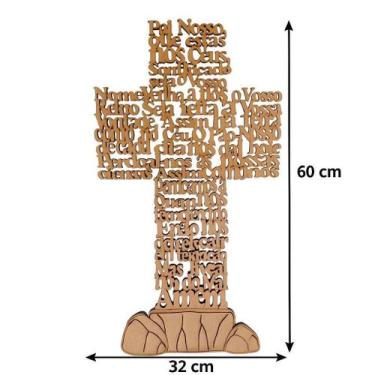 Imagem de Quadro Oração Decorativo Pai Nosso Cruz Em Mdf 3Mm - Criativa