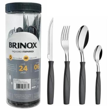 Imagem de Faqueiro Brinox Itaparica Preto C/ 24 Peças Inox