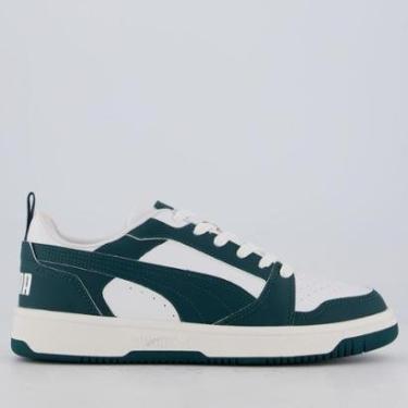Imagem de Tênis Puma Rebound V6 Low Branco e Verde-Masculino