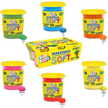 Imagem de Massa de Modelar Soft Acrilex Massinha Com 6 Potes de 150g
