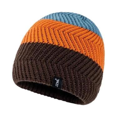 Imagem de Gorro Tricotado Unissex Com Listras Coloridas Para Inverno, Casual, Es