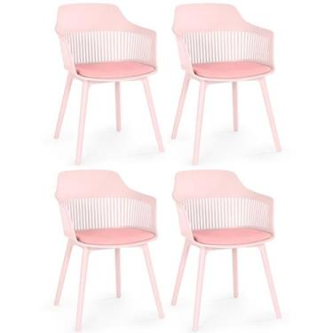 Imagem de Kit 4 Cadeiras de Jantar Estofada Marcela - Rosa - Magazine Decor