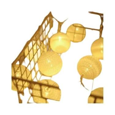 Imagem de Cordão De Luzes De Fada Com 10 Ou 20 LEDs Em Formato De Bola De Algodã