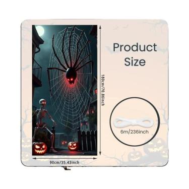 Imagem de Banner De Porta De Halloween 72x35 Polegadas Poliéster Fantasma Hospit