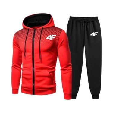 Imagem de Conjunto Esportivo Masculino Casual Com Moletom Com Capuz E Calças De 