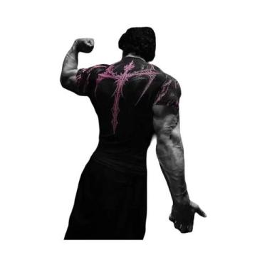 Imagem de Camiseta De Compressão Unissex Com Estampa Gótica Em Metal, Estilo Pun