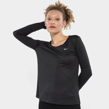Imagem de Camiseta Mizuno Nirvana Manga Longa Feminina, Preto, P