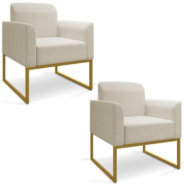 Imagem de Kit 2 Poltronas Industrial Dourada A19 Grosso Bege