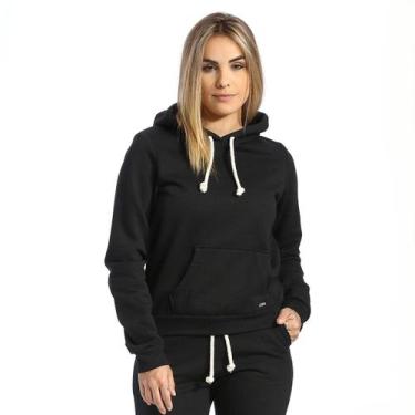 Imagem de Blusa de Moletom Canguru Feminino VLCS Minimalista, Preto, P