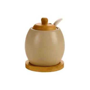 Imagem de Acucareiro Havana Vidal Fendi Ceramica C/Tampa Bambu 250ml Wellmix, UN