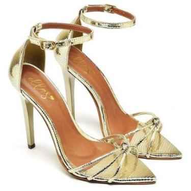 Imagem de Sandália Bico Folha Salto Alto Lagarto Ella's-Feminino