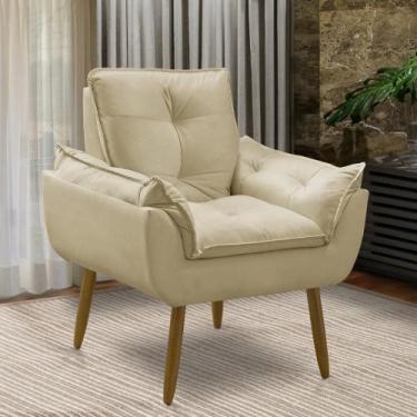 Imagem de Poltrona decorativa opala confortável para sala quarto recepção suede 