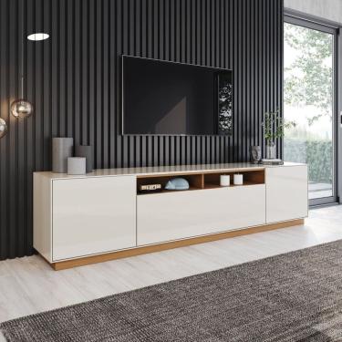 Imagem de Rack para Tv 220cm 04 Portas Domus Off White/Cinamomo