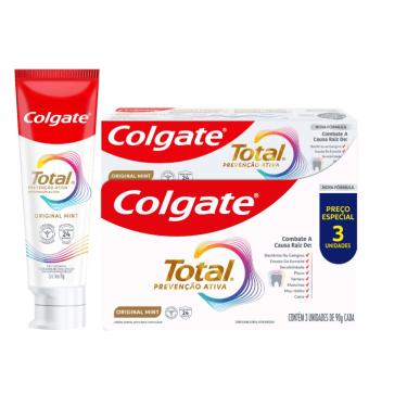 Imagem de CREME DENTAL COLGATE TOTAL ORIGINAL MINT PREVENCAO ATIVA 90G C/3