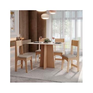 Imagem de Conjunto Mesa com 4 Cadeiras Sonetto Amanda Retangular MDF Mel Off White