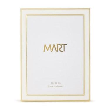 Imagem de Porta Retrato Em Metal Branco E Dourado 15x20cm G - Mart - Moas