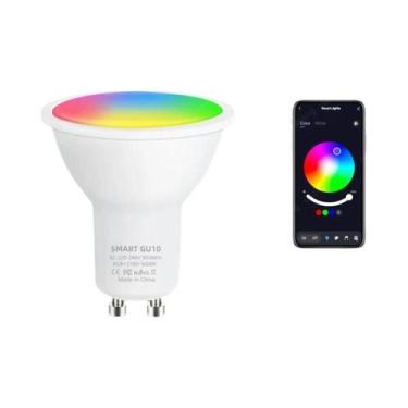 Imagem de Lâmpada LED Inteligente RGB Dimerizável GU10 220V Com Bluetooth WiFi, 