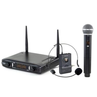 Imagem de Microfone Sem Fio Vokal Duplo Mão e Headset UHF VS148DMH