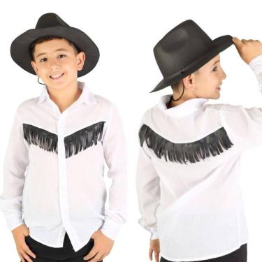 Imagem de Camisa Country Infantil Branca com Franjas Cowboy Cowgirl Festa Junina