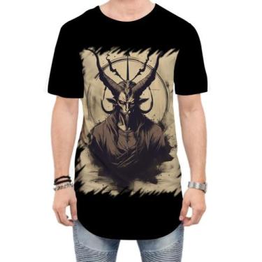 Imagem de Camiseta Longline Bafomé Vintage Pentagrama 8 - Kasubeck Store®, M