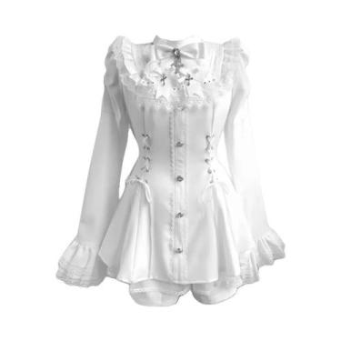 Imagem de Vestido Gótico Lolita Elegante Para Mulheres, Preto Com Detalhes Em Re