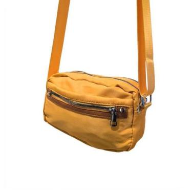 Imagem de Pochete Bolsa Transversal Retangular Alça Ajustável Casual Lisa Amarel
