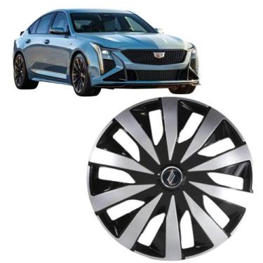 Imagem de 1 Calota Modelo Seven Esportiva Aro 15 Polegadas Universal Prata/Preto