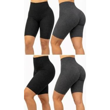 Imagem de Kit 2 Bermuda Bolha Academia Fitness Cós alto Para Mulheres Cor:Cinza/