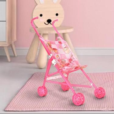 Imagem de Carrinho De Boneca Infantil Rosa Dobrável Menina de Brinquedo - Wellmi