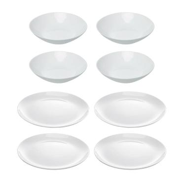 Imagem de Jogo de Pratos Fundo e Raso de Jantar Essenza Opaline 8 peças 20cm e 27cm - Rojemac Pro...