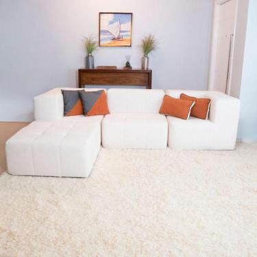Imagem de Sofá Modular 3 Lugares Com 2 Braços 1 Chaise Inflow Bouclé Linho Vem N