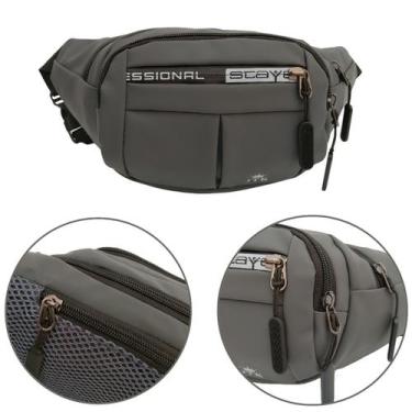 Imagem de Pochete masculina bolsa cintura motoqueiro multiuso - JTK, Cinza